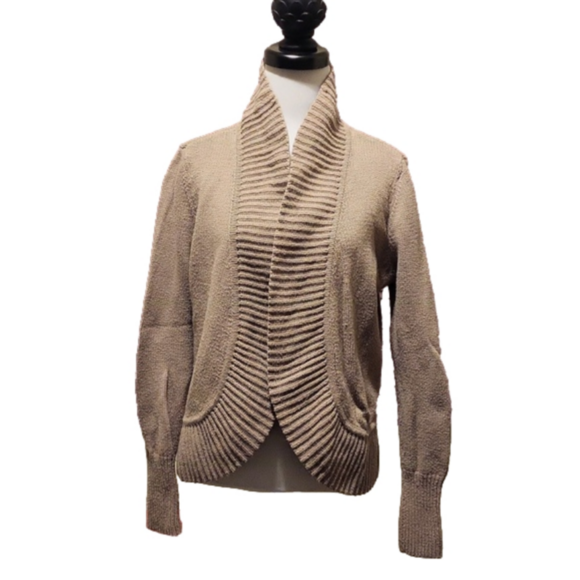 Talbots Sweaters - Talbot's Women's open ribbed knit cardigan, Size medium petite, Tan